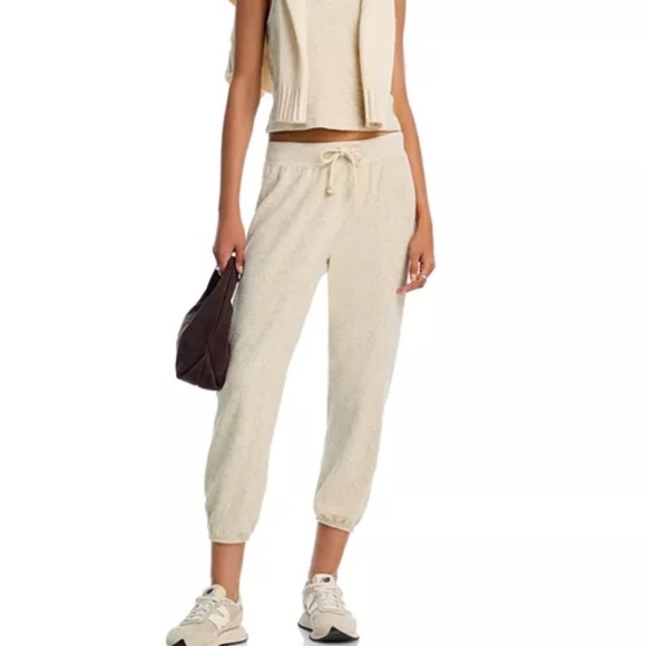 perfectwhitetee Gogo Terry Cropped Jogger Pants - Oatmeal - Picture 1 of 8
